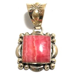 Navajo Rhodochrosite Sterling Silver Pendant - Mary Ann Spencer