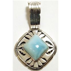Navajo Larimar Sterling Silver Pendant - Eugene Belone