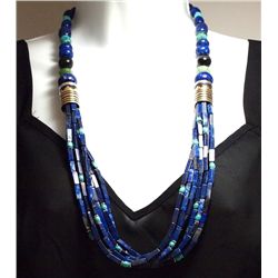 Navajo Lapis Lazuli & Multi-Stone 6-Strand Necklace - Tommy Singer