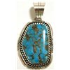 Image 1 : Navajo Spider Web Kingman Turquoise Sterling Silver Pendant - Eugene Belone