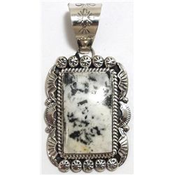Navajo White Buffalo Sterling Silver Pendant - Mary Ann Spencer