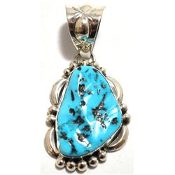 Navajo Sleeping Beauty Turquoise Sterling Silver Pendant - Mary Ann Spencer