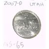 Image 1 : 2007-D UTAH QUARTER DOLLAR *RARE MS-65 HIGH GRADE*!!