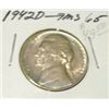 Image 1 : 1942-D JEFFERSON NICKEL KEY DATE RED BOOK VALUE IS $65.00 *EXTREMELY RARE MS-65 HIGH GRADE*!!
