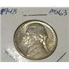 Image 1 : 1948 JEFFERSON NICKEL RED BOOK VALUE IS $2.50 *RARE MS-63 HIGH GRADE*!!