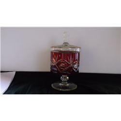 vintage red cut to clear Bohemian Czech art glass