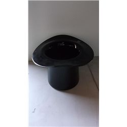 11" black Blenko art glass top hat vase