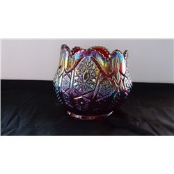 Red Imperial carnival glass vase / bowl
