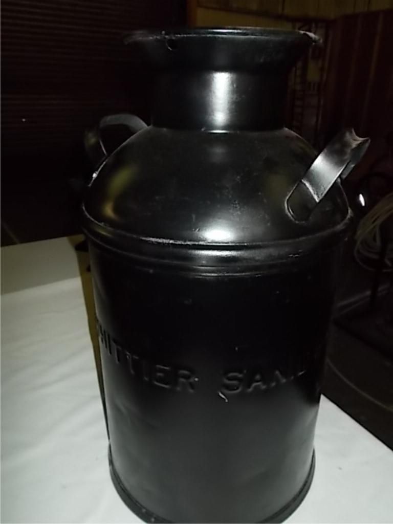 Large Painted Black Milk Can Whitter San.Dry.