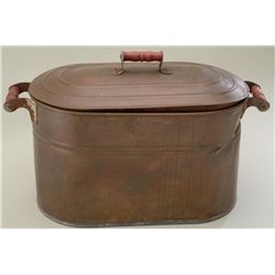 Large copper boiler pot with copper cover  circa 1890’s in overall good condition  showing a nice da