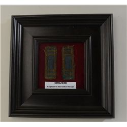 Framed pair of Civil War-era Captain’s  uniform shoulder boards in worn condition; a  great display 