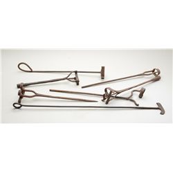 Lot of seven hand forged branding irons;  great for the tack room or as decorators.   Est.:  $75-$15