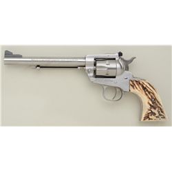 Ruger New Model Single Six revolver, .22  cal., stainless steel, stag grips, #67-96427.  This gun is