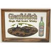 Image 1 : Glenfiddich Single Malt Scotch framed bar  mirror approx. 14” x 20” with stag head  pourer in box; a