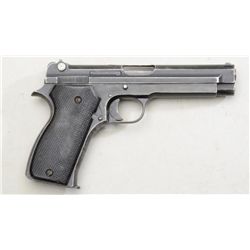 French Model 1935 semi-auto pistol, 7.65mm  cal., 4-1/2” barrel, military black finish,  checkered b