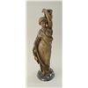 Image 1 : Ancient style lady with vase in art metal.  Cast 19th century on stone base. Approx.  19-1/2" in hei