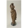 Image 2 : Ancient style lady with vase in art metal.  Cast 19th century on stone base. Approx.  19-1/2" in hei