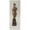 Image 1 : Ancient style goddess in art metal casting on  fancy layered stone base. 20" in height.  Copper fini