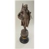 Image 1 : Art metal casting o lady entitled "Gertrud"  on stone base. 26" in height. Germanic - 19th  century 