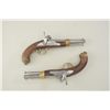 Image 3 : Pair of antique percussion single shot  pistols in custom modern wood case with  carved game scene o