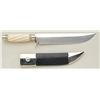 Image 2 : Custom bowie style knife with leather sheath  approx. 13-1/2” overall with an approx.  8-1/2” blade 