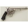 Image 2 : Large frame pinfire revolver, 11mm cal., 6”  octagon barrel, engraved, nickel finish,  fancy relief 