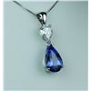 Image 3 : Gorgeous 14 karat white gold ladies handmade  necklace set with a fine quality pear shape  Tanzanite