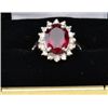 Image 1 : Ladies ring in 14k white gold set with a fine  gem grade rubellite weighing 3.5ct and  surrounded by