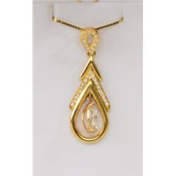 Pear shaped pendant in yellow gold set with a  marquee weighing approx. 1.15ct and .30ct of  rounds.