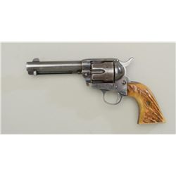 Colt SAA revolver, .41 cal., 4-3/4” barrel,  blue and case hardened finish, thick stag  grips, #2267