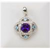 Image 1 : Beautifully crafted and designed pendant in  18k white gold set with a center checkerboard  cut amet