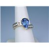 Image 2 : Exquisite 14 karat yellow gold ladies ring  set with a fine pear shape Tanzanite weighing  approx. 2