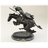 Image 1 : Old high quality re-cast large bronze of   Indian warrior on horseback entitled “The  Cheyenne” by F