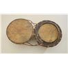 Image 2 : Pair of old drums, each approx. 11” in  diameter and each approx. 9” in height, hide  or sinew strip