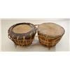 Image 3 : Pair of old drums, each approx. 11” in  diameter and each approx. 9” in height, hide  or sinew strip