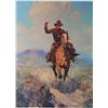 Image 1 : Framed color print by famed Western artist  Frank Tenney Johnson entitled "On the Open  Range" showi