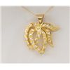 Image 1 : Floral design pendant in 14k yellow gold, set  with round diamonds weighing approx. 1ct.  Est. $750-