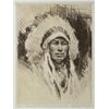 Image 1 : Framed sepia toned limited edition (42/50)  etching of an Indian Chief, signed by noted  Western art
