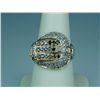 Image 1 : Charming 10 karat yellow gold ladies ‘Buckle  ‘design ring set with over 70 round diamonds  and sapp