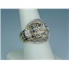 Image 2 : Charming 10 karat yellow gold ladies ‘Buckle  ‘design ring set with over 70 round diamonds  and sapp