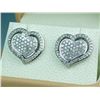 Image 2 : Dazzling 10 karat white gold ladies heart  design earrings set with over 80 round cut  diamonds weig