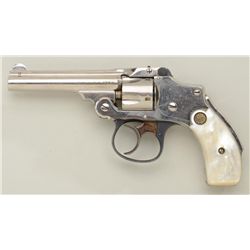 Smith & Wesson .32 Safety Hammerless DA  revolver, .32 S&W cal., 3-1/2” barrel, nickel  finish, gold