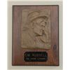 Image 1 : Cast bronze relief of Charlie Russell on wood  plaque by Jesse Lincoln; approx. 4-1/4” x 6”  and nic