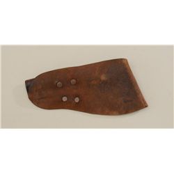 Tooled leather single loop holster for a Colt  New Service revolver with cowboy on  horseback in the