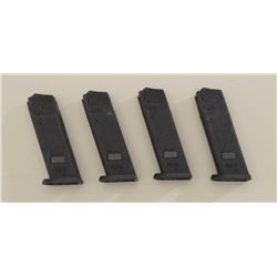 Lot of 4 10 shot magazines for a 9mm H&K USP9  semi-auto pistol; all in fine condition.   Est.:  $50