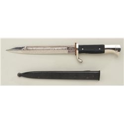 German dress bayonet with engraved blade and  metal sheath in overall very good condition  by Paul W