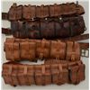 Image 1 : Lot of four leather and canvas European  military cartridge belts, each with five  attached cartridg