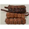 Image 2 : Lot of four leather and canvas European  military cartridge belts, each with five  attached cartridg