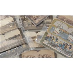 Lot of 15 original stereoptic cards, circa  1903-05, depicting primarily military scenes  of the Rus