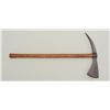 Image 2 : Iron spike head style axe, no markings,  simple wood shaft that is somewhat loose to  the head; dark